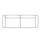 Two-section sofa line drawing, modular design, rounded armrests, rectangular form, contemporary style, white background.