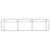 Modular sofa black and white line drawing, three rectangular sections, rounded corners, minimalist design, continuous seating surface.