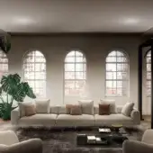 Elegant Lago Air Soft sofa with supple forms built from elastic materials and matte textile upholstery