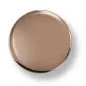 Gold nickel disc with raised edges and embossed text against a white backdrop, displaying a glossy, reflective surface.