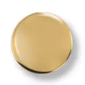Gold metallic disc with a glossy sheen, circular shape, and sharply defined edges displayed on a white background.