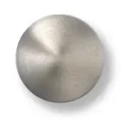 Brushed chrome sphere with a seamless surface, radiating lines, and a silvery gray metallic finish against a white backdrop.