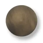 Burnished sphere with a textured, matte finish displays striated patterns in dark brown and tan tones against a white backdrop.