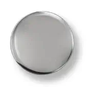 Chrome disc, polished metal, circular shape with beveled edge and reflective surface, displayed on a white background.