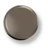 Circular metal disc in cdf iron grey with gradient tones, featuring a polished sheen and slightly raised, defined rim against a white backdrop.