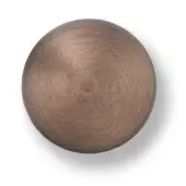 Copper sphere with brushed texture and wood grain pattern against a white backdrop, displaying reddish-brown to reflective copper tones.