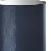 Blue cylindrical lampshade with vertical texture and silver rim, studio product shot on a white background.