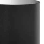 Black lampshade with textured fabric exterior and silver reflective interior rim, cylindrical shape, studio product shot.