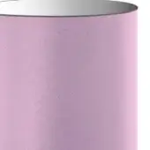 Cyclamen lampshade with woven fabric, cylindrical shape, and metallic silver rim against a white backdrop, showcasing diffused lighting.