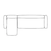 Modular sectional sofa, line drawing, L-shape configuration, low back, rounded edges, minimalist design, white background.