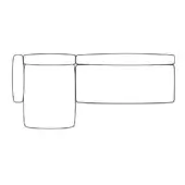 Modular sectional sofa, light gray line drawing, L-shape with rounded edges, minimalist design, square armchair and rectangular seating components.