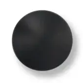 Matte black sphere centered on white background, displaying diffused lighting and a soft shadow, with a smooth, non-reflective surface.