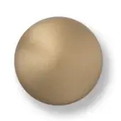 Satin gold sphere with textured surface against white backdrop, featuring a muted metallic sheen and soft shadow on the lower left.