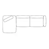 Sectional sofa line drawing, L-shape configuration, minimalist design, four modules, angled backrest, metal legs composition.