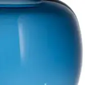 Blue avio glass object from Nube collection, rounded bulbous shape with polished finish, dark band, reflective surface, white background.