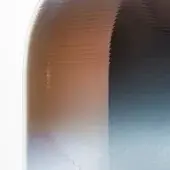 Cylindrical lamp from Marta Collection, copper shaded with horizontal ridges, gradient from white to blue-gray, glossy finish.