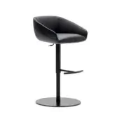 Distinguished WAYNE Enterprises WE-140 stool in sleek black leather with a slender black metal base crafted in Italy