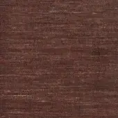 Woven fabric sample, reddish-brown and off-white, dense texture with visible weave and subtle irregular pattern, brand label visible.