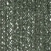 Olive-green tweed fabric sample with off-white fibers, dense irregular weave, and subtle tonal variations; “turri fabric 775 b” label.