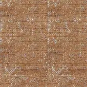 Brown tweed fabric sample with gold and off-white threads, displaying a dense woven texture and horizontal banded construction.