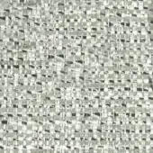 Woven fabric sample, sage green and off-white tweed, exhibiting a nubby texture with horizontal and vertical yarns and a diagonal weave.