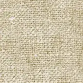 Jute fabric swatch, off-white and beige, dense woven texture with horizontal bands and visible fiber variations, product sample presentation.