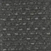 Dark gray woven fabric sample with off-white threads, dense grid texture, matte finish, and “turri > fabric cat. t > 776 c” tag visible.