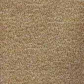 Woven fabric sample, muted gold and creamy beige, irregular dense texture with subtle repeating pattern and matte finish.
