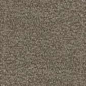 Woven fabric sample, muted taupe and brown, dense heathered texture with intricate horizontal and vertical thread pattern, label reads “turri”.