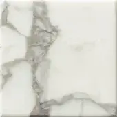 Marble tile sample, white statuario with grey and taupe veining, polished surface, squared edges, dark grey border, “turri” text label.