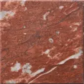 Reddish-brown marble tile with creamy white veining, fossil inclusions, polished surface, and diagonal fracture lines; labeled “turri > marble cat.2 > 201m rosso francia”.