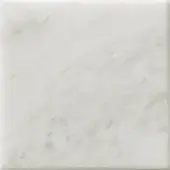 White marble tile sample with beige and light gray veining, polished surface, squared edges, and a fine-grained, organic pattern.