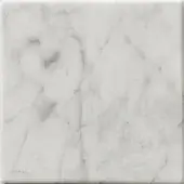 Carrara marble tile sample with grey veining, polished finish, and beveled edges; text reads “turri > marble cat.4 > 400m bianco carrara”.