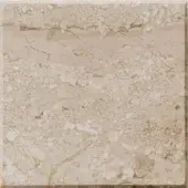 Breccia Sarda marble tile, beige with fossil inclusions, displaying a honed texture and network of fine cracks, framed by a dark border.