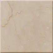 Botticino marble sample with creamy beige and gold veining, polished surface, granular texture, and dark border framing.