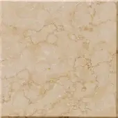 Beige marble tile sample with irregular brown and tan veining, polished finish, and light-colored inclusions displaying a natural stone texture.