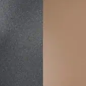Charcoal grey and beige textures displayed side-by-side, featuring a granular speckled surface and a smooth matte finish.