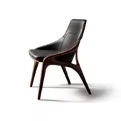 Exclusive Wayne Enterprises WE-027 armchair with organic form in dark leather and smooth wooden frame crafted in Italy