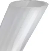 White glass vase, conical shape, from the Pulsa collection, featuring a textured rim and smooth, transparent surface in a studio setting.