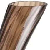 Conical vase, amber glass, vertical striations, high-gloss finish, smooth tapered form, studio shot, white background, dove – pulsa collection.