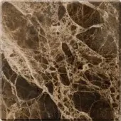 Emperador marble sample, warm brown with black veining, polished surface displaying organic patterns and beige undertones, labeled “302mp emperador”.