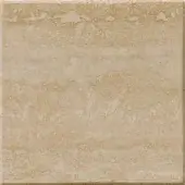 Travertino stone tile sample, beige with porous texture, displaying irregular pits and darker veining, labeled “401mp travertino”.