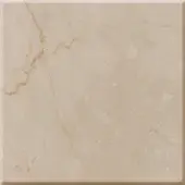 Botticino marble tile sample, creamy beige with irregular tan veining, polished finish, natural stone texture, dark perimeter border.