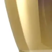 Metallic gold conical vase, rosè collection, glossy finish with vertical seam, reflective surface, and varied gold tones against white background.