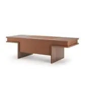 Superior Turri Echo desk with warm brown walnut wood top and smooth matte finish crafted in Italy