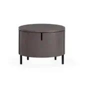 Elegant WAYNE Enterprises WE-023 nightstand with lacquered structure and black metal legs in matte dark gray finish