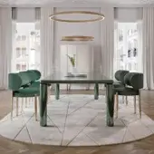 Distinguished Turri Roma table with softened corners and cylindrical legs, crafted in glossy green lacquered wood