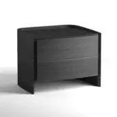 Exceptional WAYNE Enterprises WE-072 nightstand with wood veneer and marble top in deep gray-black matte finish
