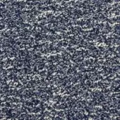 Bouclé fabric texture, navy blue and off-white, dense looped fibers with horizontal weave and mottled color distribution, moroso a5704 ocean.