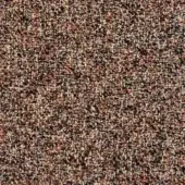 Moroso fabric sample, terracotta ‘desert rose’ color, granular texture with embedded text markings and uneven, fibrous composition.
